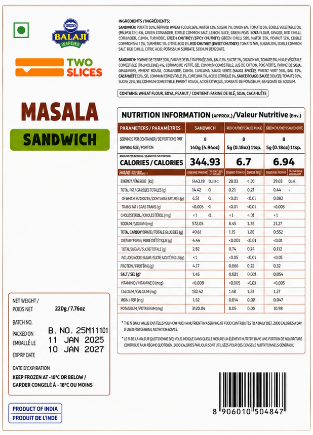 Gokul Superstore - Frozen Masala Sandwich